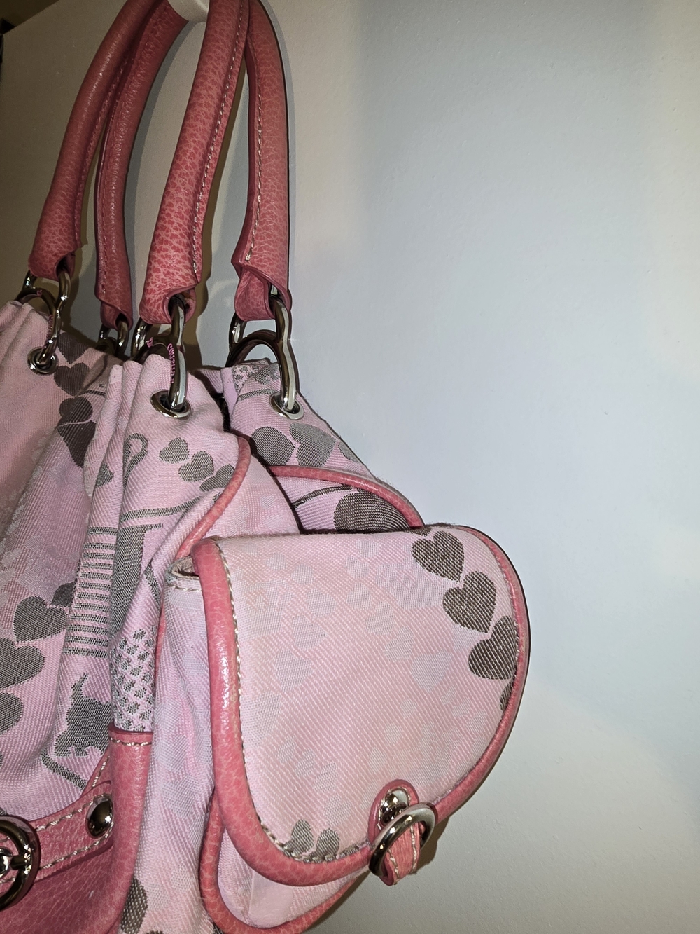 Juicy Couture Pink Heart-Print Satchel Handbag - Picture 3 of 9